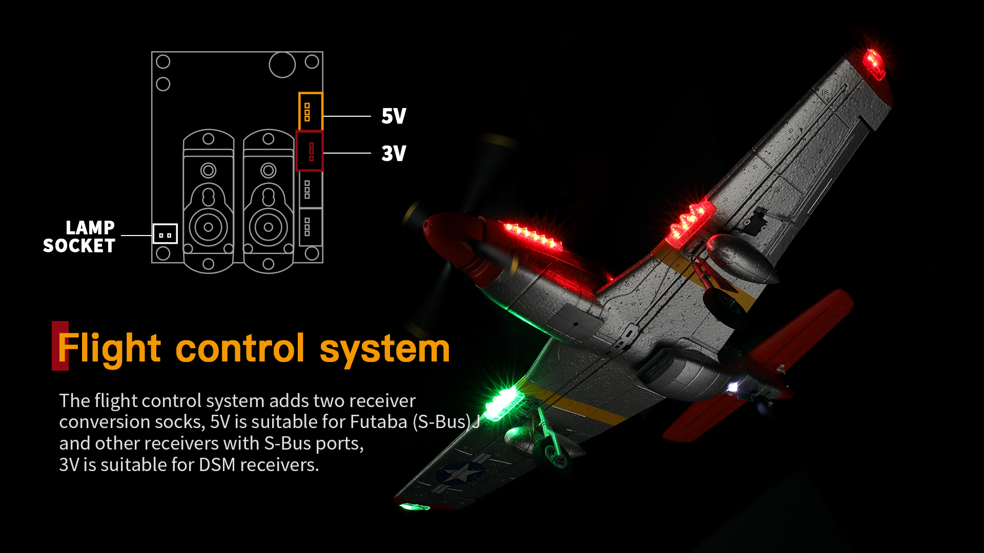 XK-A280-P-51-Mustang-3D6G-System-560mm-Spannweite-24GHz-4CH-EPP-RC-Kampfflugzeug-RTF-Mit-LED-Lichter-1978203-5